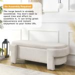 Wunlerlant 51.5" Oval Storage Bench End of Bed Storage Benches Linen Fabric Upholstered Ottoman Bench with Large Storage Space for Living Room Entryway Bedroom Hallway (Beige, 51.5 inch)