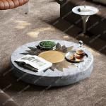 Light luxury coffee table natural marble living room round tea table