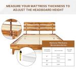 Bme Caden 15 Inch Deluxe Bed Frame with Adjustable Headboard - Mid Century, Retro Style with Acacia Wood - No Box Spring Needed - 12 Strong Wood Slat Support - Easy Assembly - Caramel, King