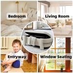 Wunlerlant 51.5" Oval Storage Bench End of Bed Storage Benches Linen Fabric Upholstered Ottoman Bench with Large Storage Space for Living Room Entryway Bedroom Hallway (Beige, 51.5 inch)