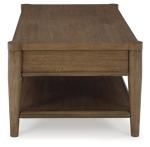 Signature Design by Ashley Roanhowe Contemporary 2-Drawer Coffee Table with Open Lower Shelf and Tapered Legs, Dark Brown