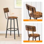 HOOBRO Bar Stools,Set of 2 Round Bar Chairs with Back,25.2" Bar Chairs for Kitchen Island, Dining Room,Counter Height Bar Stools, Easy to Assemble, Rustic Brown and Black BF32BY01G2