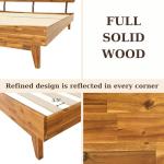 Bme Caden 15 Inch Deluxe Bed Frame with Adjustable Headboard - Mid Century, Retro Style with Acacia Wood - No Box Spring Needed - 12 Strong Wood Slat Support - Easy Assembly - Caramel, King