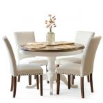 COLAMY Upholstered Parsons Dining Chairs Set of 4, Fabric Dining Room Kitchen Side Chair with Nailhead Trim and Wood Legs - Beige,No Table