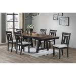 7pc Cottage Style Extendable Dining Set with Upholstered Chairs, Wheat and Charcoal Two-Tone Finish, Solid Wood, Includes
