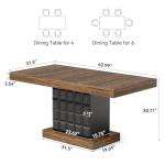 LITTLE TREE 63" Modern Dining Table, Rectangular Dinner Table for 4-6, Farmhouse Kitchen Table, Sturdy Wood Pedestal Base for Kitchen/Dining Room, Rustic Brown & Black