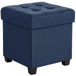 SONGMICS Storage Ottoman, Small Ottoman Foot Rest with Legs, 15 x 15 x 15.7 Inches Foot Stool, Load up to 660 lb, for Living Room, Bedroom, Dorm, Midnight Blue ULSF14IN