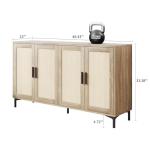 JASIWAY Sideboard - Kitchen Buffet Cabinet with Rattan Decorated Doors, Accent Cabinets with Doors, Coffee Bar Cabinets Rattan Sideboard Buffet Cabinet with Storage (Natural with 4 Doors)