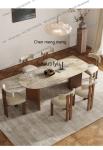 z183 Y French retro solid wood rock slab dining table and chair combination simple oval designer dining table