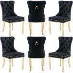 Customized.Velvet Dining Chairs Set of 6, Nikki Collection Dining Room Chairs with Golden Stainless Steel Legs and Pull Ring, Lu