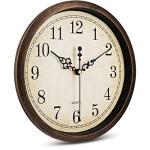 Bernhard Products Vintage Brown Wall Clock Silent Non Ticking 10 Inch Quality Quartz Battery Operated Round Decorative Easy to Read for Home Kitchen Living/Dining Room Bedroom Office Classroom School