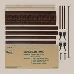 Bme Georgina Signature Bed Frame with Handcrafted Geometric Headboard, Mid Century Modern, Solid Acacia Wood, No Box Spring Needed, 12 Strong Wood Slats Support, Easy Assembly, Walnut, King