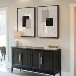 Large Framed Neutral Abstract Wall Art for Living Room, Set of 2 Black and Beige Modern Canvas Prints Paintings Artwork for Walls, Minimalist Block Lines Pictures for Hallway Office Wall Decor 24x36 In