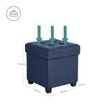 SONGMICS Storage Ottoman, Small Ottoman Foot Rest with Legs, 15 x 15 x 15.7 Inches Foot Stool, Load up to 660 lb, for Living Room, Bedroom, Dorm, Midnight Blue ULSF14IN