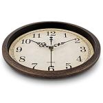 Bernhard Products Vintage Brown Wall Clock Silent Non Ticking 10 Inch Quality Quartz Battery Operated Round Decorative Easy to Read for Home Kitchen Living/Dining Room Bedroom Office Classroom School
