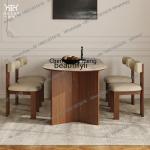 z183 Y French retro solid wood rock slab dining table and chair combination simple oval designer dining table