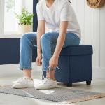 SONGMICS Storage Ottoman, Small Ottoman Foot Rest with Legs, 15 x 15 x 15.7 Inches Foot Stool, Load up to 660 lb, for Living Room, Bedroom, Dorm, Midnight Blue ULSF14IN