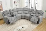 Power Reclining L-Shaped Fuzzy Rabbit Plush 5-Seater Sectional Sofa Set with Wireless Charger, USB Type-C Port & Storage Console