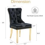 Customized.Velvet Dining Chairs Set of 6, Nikki Collection Dining Room Chairs with Golden Stainless Steel Legs and Pull Ring, Lu