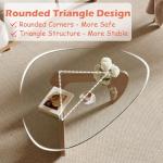 Miloyer Modern Coffee Table for Living Room and Small Spaces, 43.3" x 29.5" x 15.8" Triangle Tempered Glass Table Top and Eco-Friendly MDF Base, Natural Wood