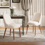 MALOL Dining Chairs Set of 2, Upholstered Dining Room Chair with Wood Legs, High-Back Padded Kitchen Chairs for Dining Room/Restaurant/Cafe, Beige