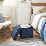 SONGMICS Storage Ottoman, Small Ottoman Foot Rest with Legs, 15 x 15 x 15.7 Inches Foot Stool, Load up to 660 lb, for Living Room, Bedroom, Dorm, Midnight Blue ULSF14IN