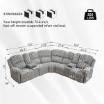 Power Reclining L-Shaped Fuzzy Rabbit Plush 5-Seater Sectional Sofa Set with Wireless Charger, USB Type-C Port & Storage Console