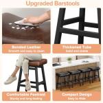 Raynesys Counter Height Bar Stools Set of 2, 24 Inch Barstools for Kitchen Counter, Kitchen Stools with Bonded Leather Saddle Seats & Heavy Duty Metal Legs, Easy Assembly, Brown/Black