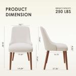 MALOL Dining Chairs Set of 2, Upholstered Dining Room Chair with Wood Legs, High-Back Padded Kitchen Chairs for Dining Room/Restaurant/Cafe, Beige