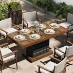 LITTLE TREE 63" Modern Dining Table, Rectangular Dinner Table for 4-6, Farmhouse Kitchen Table, Sturdy Wood Pedestal Base for Kitchen/Dining Room, Rustic Brown & Black