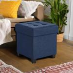 SONGMICS Storage Ottoman, Small Ottoman Foot Rest with Legs, 15 x 15 x 15.7 Inches Foot Stool, Load up to 660 lb, for Living Room, Bedroom, Dorm, Midnight Blue ULSF14IN
