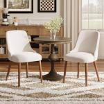 MALOL Dining Chairs Set of 2, Upholstered Dining Room Chair with Wood Legs, High-Back Padded Kitchen Chairs for Dining Room/Restaurant/Cafe, Beige