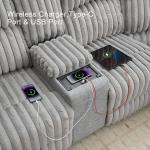 Power Reclining L-Shaped Fuzzy Rabbit Plush 5-Seater Sectional Sofa Set with Wireless Charger, USB Type-C Port & Storage Console