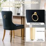 Customized.Velvet Dining Chairs Set of 6, Nikki Collection Dining Room Chairs with Golden Stainless Steel Legs and Pull Ring, Lu