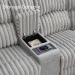 Power Reclining L-Shaped Fuzzy Rabbit Plush 5-Seater Sectional Sofa Set with Wireless Charger, USB Type-C Port & Storage Console