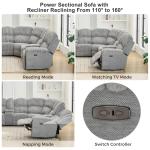 Power Reclining L-Shaped Fuzzy Rabbit Plush 5-Seater Sectional Sofa Set with Wireless Charger, USB Type-C Port & Storage Console
