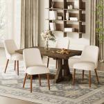 MALOL Dining Chairs Set of 2, Upholstered Dining Room Chair with Wood Legs, High-Back Padded Kitchen Chairs for Dining Room/Restaurant/Cafe, Beige