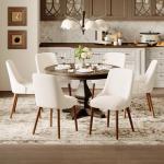 MALOL Dining Chairs Set of 2, Upholstered Dining Room Chair with Wood Legs, High-Back Padded Kitchen Chairs for Dining Room/Restaurant/Cafe, Beige