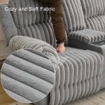 Power Reclining L-Shaped Fuzzy Rabbit Plush 5-Seater Sectional Sofa Set with Wireless Charger, USB Type-C Port & Storage Console