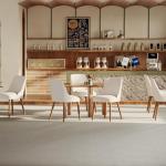 MALOL Dining Chairs Set of 2, Upholstered Dining Room Chair with Wood Legs, High-Back Padded Kitchen Chairs for Dining Room/Restaurant/Cafe, Beige