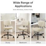 DUMOS Armless Home Office Desk Chair -Small Ergonomic with Low Back Lumbar Support, Height Adjustable PU Leather Computer Task with 360° Swivel Rolling Wheels, for Small Space, Beige White