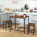HOOBRO 3-Piece Industrial Dining Table Set, Kitchen Table, Space Saving Dinette for Kitchen, Dining Room, Small Space, Breakfast Nook, Living Room, Party, Rustic Brown and Black BF75CZ01G1