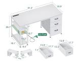 AODK 51 Inch Computer Desk with Drawers & USB Power Outlets - Reversible Home Office Desk with Storage Shelves, Work from Home, Modern Work/Writing/Study Table for Bedroom, White