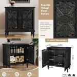 vintage carved wood 2-door accent cabinet - storage sideboard buffet with credenza for living room
