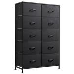 WLIVE Tall Black Dresser for Bedroom with 10 Drawers, Chest of Drawers, Dressers Bedroom Furniture, Storage Organizer Unit with Fabric Bins for Closet, Hallway, Living Room, Entryway