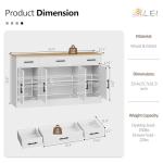 SUNLEI Buffet Cabinet with Storage, Farmhouse Storage Cabinet with 4 Doors and 3 Drawers, Coffee Bar Station Wood Buffet Table with Adjustable Shelf for Living Room, White