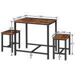 HOOBRO 3-Piece Industrial Dining Table Set, Kitchen Table, Space Saving Dinette for Kitchen, Dining Room, Small Space, Breakfast Nook, Living Room, Party, Rustic Brown and Black BF75CZ01G1