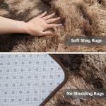 Shag Area Rugs for Bedroom Living Room,8X10 Ultra Soft Fluffy Area Rugs for Dorm,Indoor Carpet Nursery Rugs for Kids Girls Room Home Decor, Mottling Brown