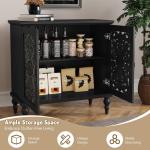 vintage carved wood 2-door accent cabinet - storage sideboard buffet with credenza for living room