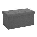 Sweetcrispy 30 Inches Folding Storage Ottoman Bench, End of Bed Foot Rest Stools Ottoman Storage Chest with Padded Seat for Bedroom, Living Room, Entryway, Holds up to 660 lb, Grey
